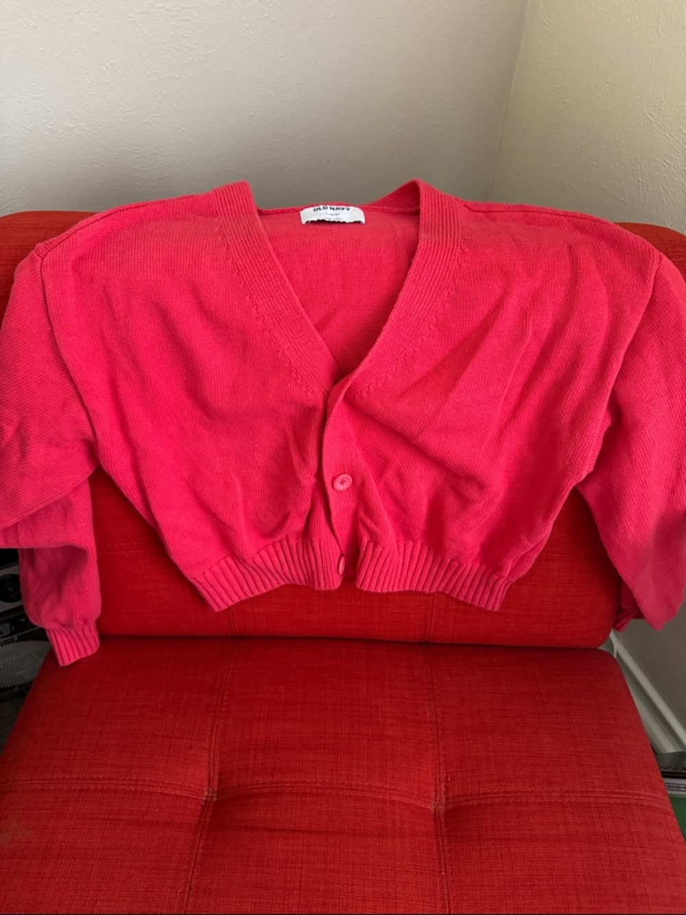 Old Navy Bright Pink Cropped V-Neck Cardigan